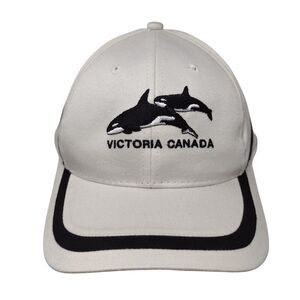 Victoria Canada Strapback Hat Cream One Size Adjustable Embroidered 6 Panel